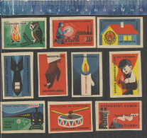 FIRE PREVENTION BRANDSCHUTZ PROTECTION CONTRE L'INCENDIE OWL HIBOU UIL EULE LOCOMOTIVE MATCHBOX LABELS SLOVAKIA - Boites D'allumettes - Etiquettes