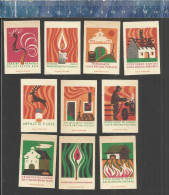 FIRE PREVENTION BRANDSCHUTZ PROTECTION CONTRE L'INCENDIE - MATCHBOX LABELS SLOVAKIA 1966 - Boites D'allumettes - Etiquettes