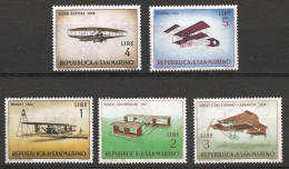 Saint-Marin 1962 N° 542 / 6 Inc ** Avions, Aviation, Biplan, Wright, Archdeacon, Bonnet-Labranche, Glenn Curtiss, Farman - Unused Stamps