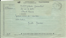 FRANCE TELEGRAMME STE FLORINE ( HAUTE LOIRE ) POUR CLERMONT FERRAND ( PUY DE DOME ) DE 1972 LETTRE COVER - Telegrafi E Telefoni