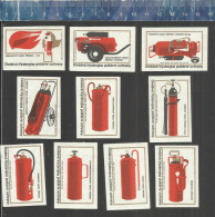 FIRE PREVENTION BRANDSCHUTZ PROTECTION CONTRE L'INCENDIE FIRE EXTINGUISHERS - MATCHBOX LABELS CZECHOSLOVAKIA 1971 - Matchbox Labels