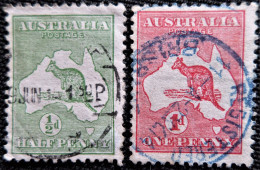 Australie  1913   Kangaroo And Map  Stampworld N° 1 Et 2 - Gebruikt