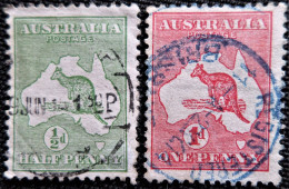 Australie  1913   Kangaroo And Map  Stampworld N° 1 Et 2 - Oblitérés