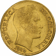 Colombie, 5 Pesos, Simon Bolivar, 1919, Bogota, Or, SUP - Kolumbien