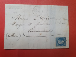 Napoléon 20ct Sur Lettre Avec Texte De Terrasson Pour Commentry En 1868 - Réf 3451 - 1849-1876: Klassik