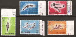 Saint-Marin 1963 N° 605 / 9 Inc ** JO, Tokyo, Saut De Haies, Hauteur, Relais, Perche, Football, Fred Hansen Robert Hayes - Unused Stamps