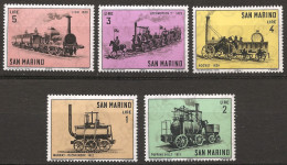 Saint-Marin 1964 N° 627 / 31 Inc ** Train, Chemin De Fer, Cheval, Rails, Locomotive, Lion, Rocket, Puffing Billy, Murray - Unused Stamps