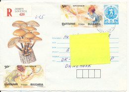 Bulgaria Registered Uprated Postal Stationery Sent To Denmark 1991 ?? Topic Stamps - Buste