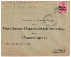 TP Oc 3 S/L. Polet Instituteur Limet-Modave Obl. Modave 1916 Censure Huy > Louvain - OC1/25 Gouvernement Général