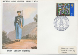 GB SPECIAL EVENT POSTMARK GURKHAS EXHIBITION NATIONAL ARMY MUSEUM LONDON 16 JAN 1972 BRITISH FORCES 1253 POSTAL SERVICE - Covers & Documents