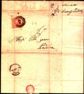 49766) ITALIA- LOBARDO VENETO-LETTERA CON  5SOLDI .ROSA 2° Emissione PRIMO TIPO DA SANGUINETTO A PADOVA - Lombardo-Veneto