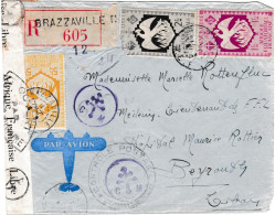 Enveloppe De Brazzaville Du 1er Oct 43 Pour Beyrouth, Liban, Censure Militaire, Verso: Cachets F.F.Libre - Storia Postale