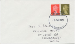 GB SPECIAL EVENT POSTMARK STAMPEX -3 MAR 1970 LONDON SW1 On Superb Cover With Machin Se-tenant From Booklet - Lettres & Documents