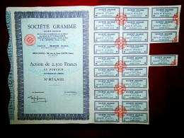 Société Gramme" Pantin (Seine) France .1964  Share Cerificate - Electricité & Gaz