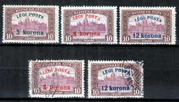 ⁕ Hungary 1920 ⁕ Airmail Overprint LEGI POSTA Mi.319-321 ⁕ 3v MH +2v Used - Usado