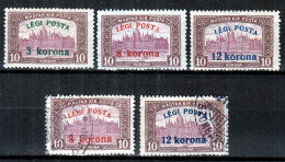 ⁕ Hungary 1920 ⁕ Airmail Overprint LEGI POSTA Mi.319-321 ⁕ 3v MH +2v Used - Used Stamps