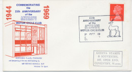 GB SPECIAL EVENT POSTMARK 25th ANNIVERSARY Of The ANTILOPE MOTOR CYCLE CLUB 24 OCT 69 COVENTRY On Illustrated Souvnir Co - Motorfietsen