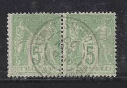 FRANCE Timbre Oblitéré N° 102 En Paire, Type Sage 5c Vert-jaune Type 1 - 1898-1900 Sage (Tipo III)