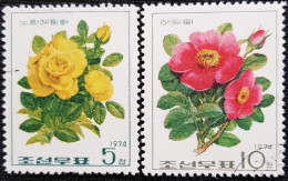 Corée Du Nord 1974 Roses  Stampworld N° 1305 Et 1307 - Corée Du Nord