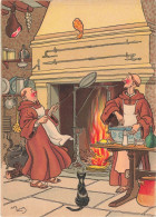 ILLUSTRATEUR SIGNE - Harry Elliott - Moines Dans La Cuisine - Crêpes - Cheminée - Carte Postale Ancienne - Other & Unclassified