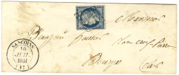 Grille / N° 4 Càd T 14 SANCOINS (17) Sur Lettre Territoriale 1 Port Pour Bourges. Au Verso, Taxe 25 DT De Confirmation.  - 1849-1850 Ceres