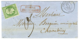 PC 4206 / N° 12 (leg Def) Càd T 15 CHAMBERY (88) Sur Lettre Locale Insuffisamment Affranchie. Au Recto, Griffe Rouge Enc - 1853-1860 Napoleon III