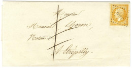 PC 3489 / N° 13 Bistre Orange Belles Marges Sur Lettre Locale Pour Étrépilly Taxée à Tort 1 Décime, Annulée Plume. Au Ve - 1853-1860 Napoléon III