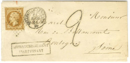 PC 356 / N° 13 Càd T 15 BELLEVILLE LES PARIS 60 Sur Lettre Territoriale Insuffisamment Affranchie Pour Boulogne, Taxe Ta - 1853-1860 Napoleon III