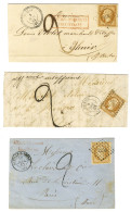 Lot De 3 Lettres Insuffisamment Affranchies Avec N° 13. - TB. - 1853-1860 Napoleon III