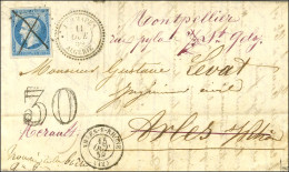 PC 4104 / N° 14 Belles Marges Càd T 15 JEMMAPES / ALGERIE Sur Lettre Pour Arles Réexpédiée à Montpellier. Au Recto, Ment - 1853-1860 Napoléon III.