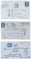Lot De 3 Lettres Insuffisamment Affranchies Avec N° 14 Taxées 4 Au Tampon. - TB. - 1853-1860 Napoleon III