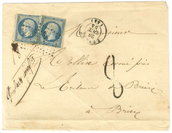 PC 1758 / N° 14 (2 Dont 1 Ex Def) Càd T 15 LONGWY (55) Sur Lettre 3 Ports (18 Grammes) Insuffisamment Affranchie Pour Br - 1853-1860 Napoléon III