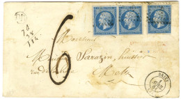 PC 527 / N° 14 (3) Càd T 15 BRIEY (52) Sur Lettre 3 Ports Insuffisamment Affranchie Pour Metz, Taxée 6. 1861. - TB. - 1853-1860 Napoléon III.