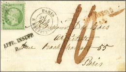 Etoile 29 / N° 20 Càd PARIS / R. MOUFFETARD Sur Lettre De Paris Pour PARIS Insuffisamment Affranchie, Taxée 10. 1864. -  - 1862 Napoléon III.