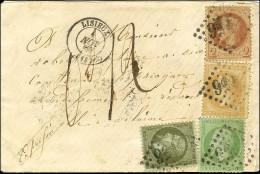 GC 2056 / N° 19 + 20 + 26 + 28 Càd T 15 LISIEUX (13) Sur Lettre Territoriale Insuffisamment Affranchie Pour Pipriac, Tax - 1862 Napoléon III.