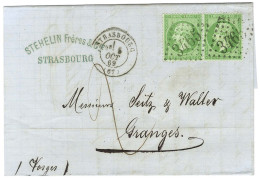 GC 3465 / N° 20 Paire Càd T 17 STRASBOURG (67) Sur Lettre Insuffisamment Affranchie Pour Granges Taxée 2. 1869. - SUP. - 1862 Napoleon III
