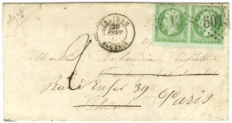 GC 5013 / N° 20 Paire Càd BLIDAH / ALGERIE Sur Lettre Avec Texte Adressée Localement Réexpédiée à Paris à L'aide D'une T - 1862 Napoléon III.