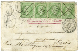 GC 3116 / N° 20 (4 Dont 1 Ex Def) Càd T 15 RESSONS (58) Sur Lettre Pour Villefranche Sur Saone Réexpédiée à Paris. Au Re - 1862 Napoléon III.