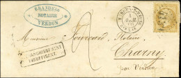GC 4139 / N° 21 Càd T 15 VERDUN-S-MEUSE / Bte Mle Sur Lettre Locale 2 Ports Insuffisamment Affranchie Pour Charny, Taxée - 1862 Napoléon III.