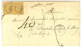 GC 4040 / N° 21 (2) Càd T 15 TUFFE (71) Sur Lettre 2 Ports Insuffisamment Affranchie Pour Le Mans, Taxe 40c Annulée Plum - 1862 Napoléon III.