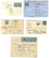 Lot De 5 Lettres Insuffisamment Affranchies Avec N° 22 Et Diverses Taxes. - TB. - 1862 Napoléon III