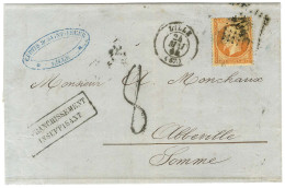 GC 2046 / N° 23 Càd T 15 LILLE (57) Sur Lettre 3 Ports Insuffisamment Affranchie Pour Abbeville. Au Recto, Griffe Noire  - 1862 Napoléon III.