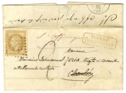 GC 846 / N° 28 Sur Lettre Locale Réexpédiée à Saint-Offenge. Au Recto, Griffe Rouge Encadrée TIMBRE / INSUFFISANT Et Tax - 1863-1870 Napoléon III Con Laureles