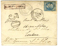 GC 750 / N° 29 Càd T 17 CASTELJALOUX (45) Sur Lettre Pour Toulouse Réexpédiée à St Elix. Au Recto, Griffe Rouge Encadrée - 1863-1870 Napoleon III Gelauwerd