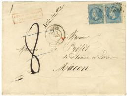 GC 246 / N° 29 Paire Càd T 17 AUTUN (70) Sur Lettre 3 Ports Insuffisamment Affranchie Adressée Au Préfet De Saône Et Loi - 1863-1870 Napoleon III With Laurels