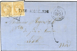 PC Du GC 1 / N° 43 Paire (infime Def) Càd T 17 ABBEVILLE (76) Sur Lettre Pour Lille, Au Recto Taxe Tampon 2 Et Griffe Li - 1870 Ausgabe Bordeaux