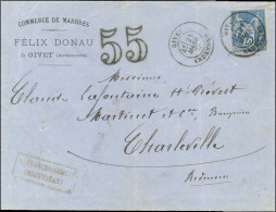 Càd T 18 GIVET / ARDENNES 21 MARS 78 / N° 79 Sur Lettre 2 Ports Insuffisamment Affranchie Pour Charleville. Au Recto, Gr - 1876-1878 Sage (Type I)