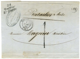 24 / Mouthier / Hte Pierre, Càd T 15 PONTARLIER (24) Sur Lettre Locale, Taxe Tampon 1. 1849. - SUP. - Sonstige & Ohne Zuordnung