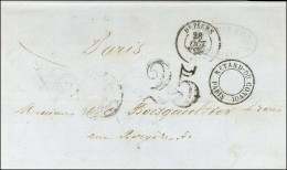 Càd T 15 BEZIERS (33) Taxe 25 DT Sur Lettre Pour Paris. Au Recto, Cachet évidé RETARD DU CONVOI / PARIS. 1851. - TB / SU - Autres & Non Classés