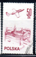 POLONIA POLAND POLSKA 1976 1978 AIR POST MAIL AIRMAIL CONTEMPORARY AVIATION PLANE OVER WARSAW CASTLE 50g USED USATO - Usados